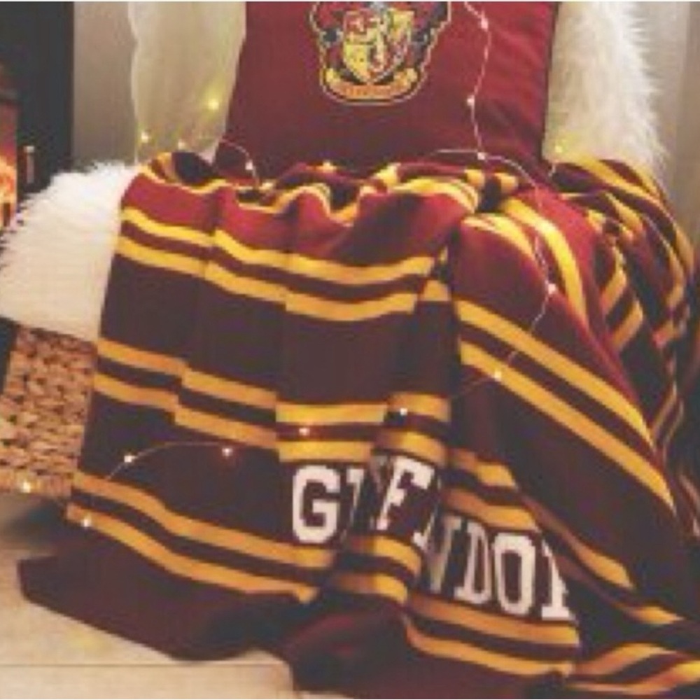 Pottery Barn Teen Maroon and Yellow Striped Blanket